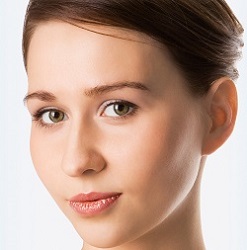 Close-up portrait of beautiful girl and wrinkle free